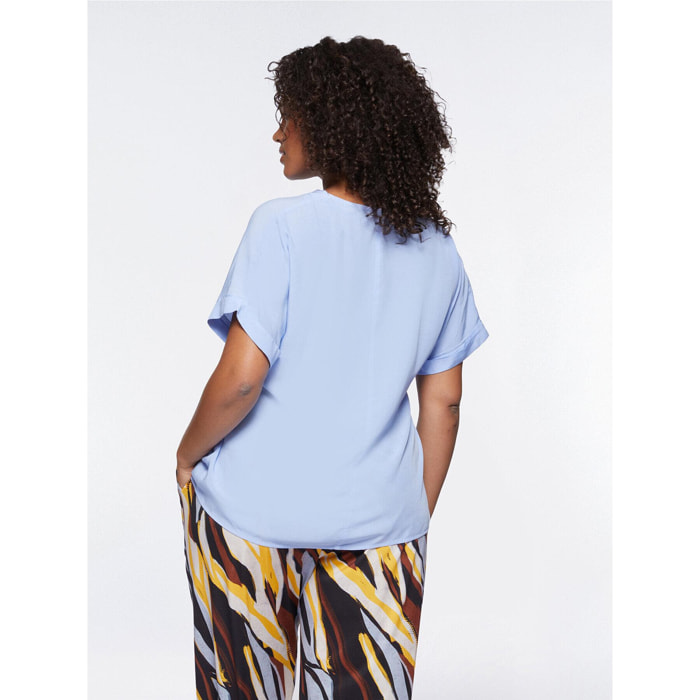 Fiorella Rubino - Blusa ampia con scollo a V - Azzurro