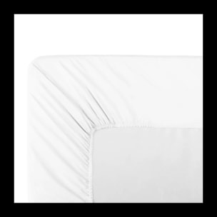 Drap housse duo b40 percale de coton uni blanc La percale francaise neige