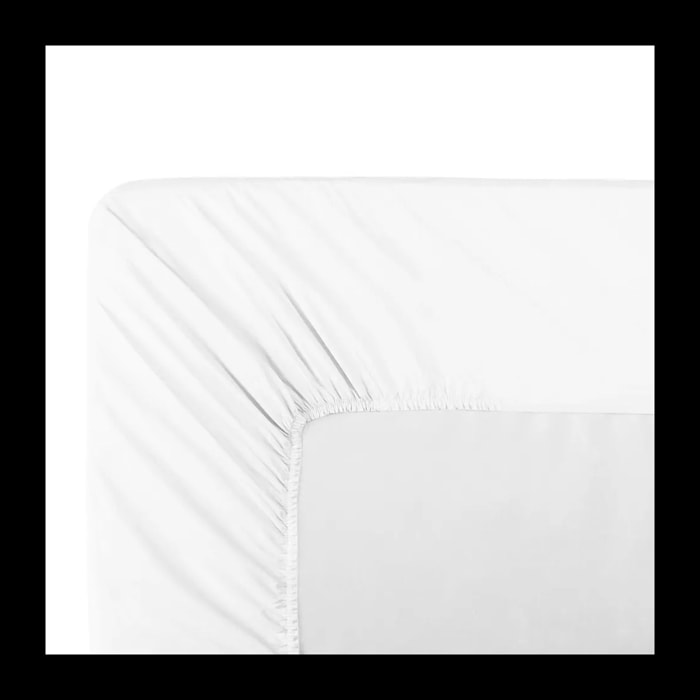 Drap housse duo b40 percale de coton uni blanc La percale francaise neige