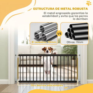 Barrera de Seguridad para Perros Pequeños Extensible 67-93,5 cm, Altura 45 cm, para Puertas y Escaleras, Puerta para Perros con Montaje a Presión, 2 Extensiones 7/14 cm, Negro