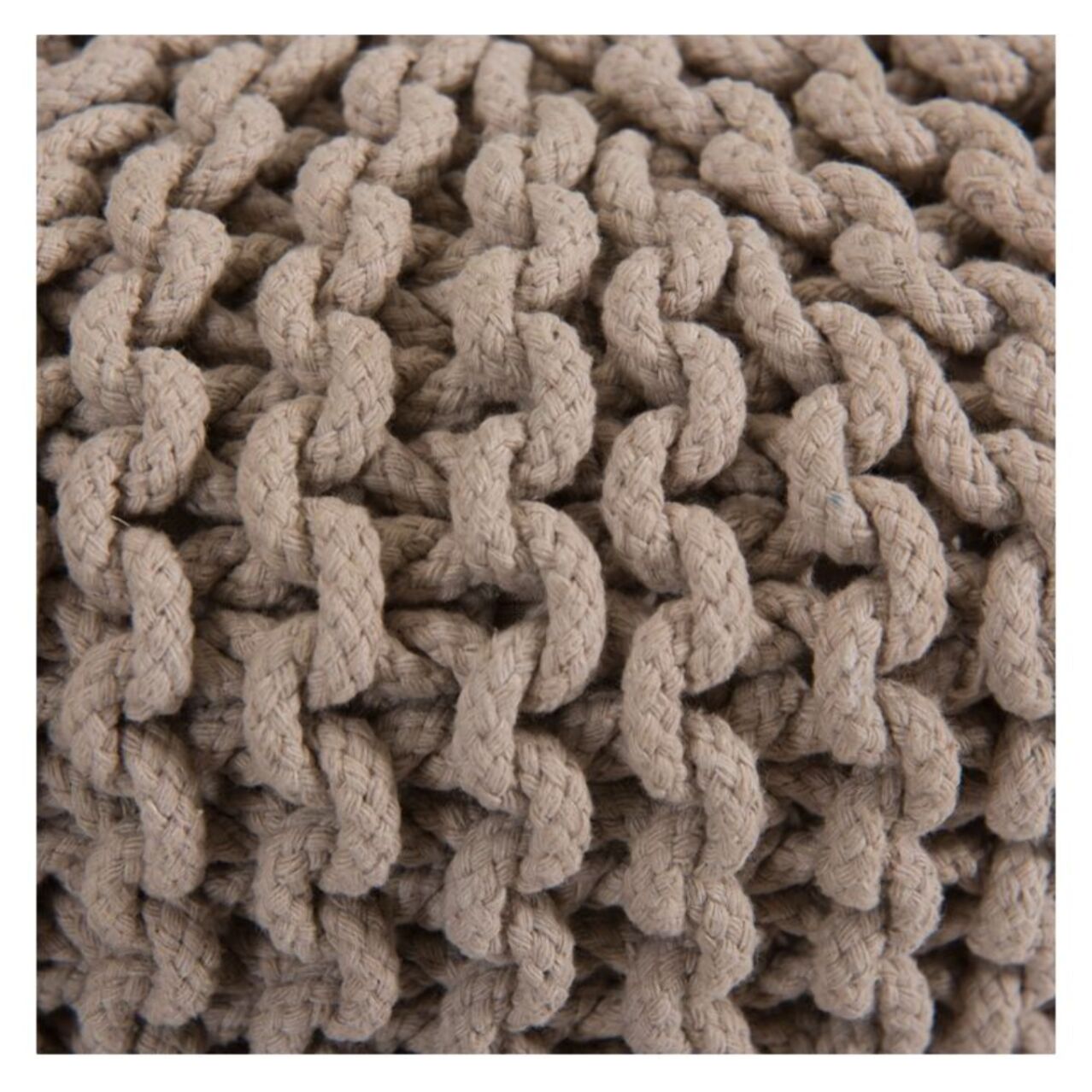 Petit tabouret tricot en coton taupe - Lisa