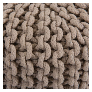 Petit tabouret tricot en coton taupe - Lisa