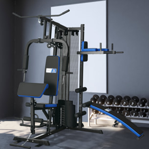 Station de musculation multi-équipement - collaboration Aosom.fr x FFHandball - 10 contrepoids - acier noir rouge