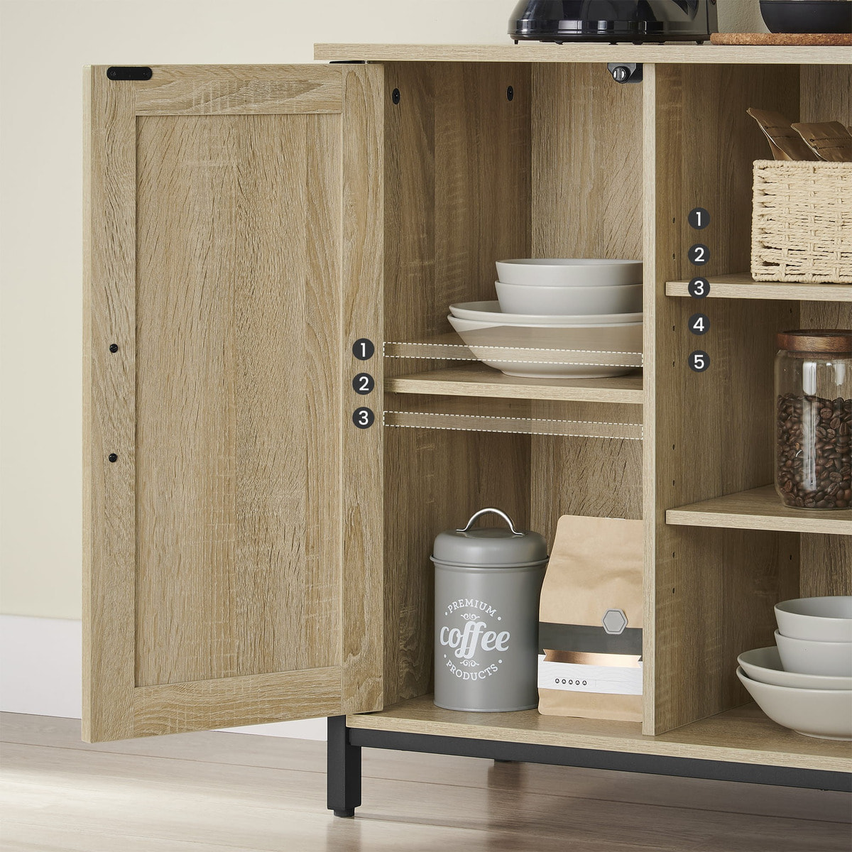 Mobile Credenza Industiale Sonoma con Ante e Vani a Giorno