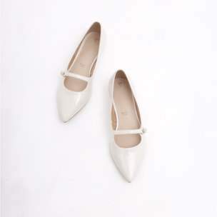 DECOLLETE' FLAT CINTURINO PANNA