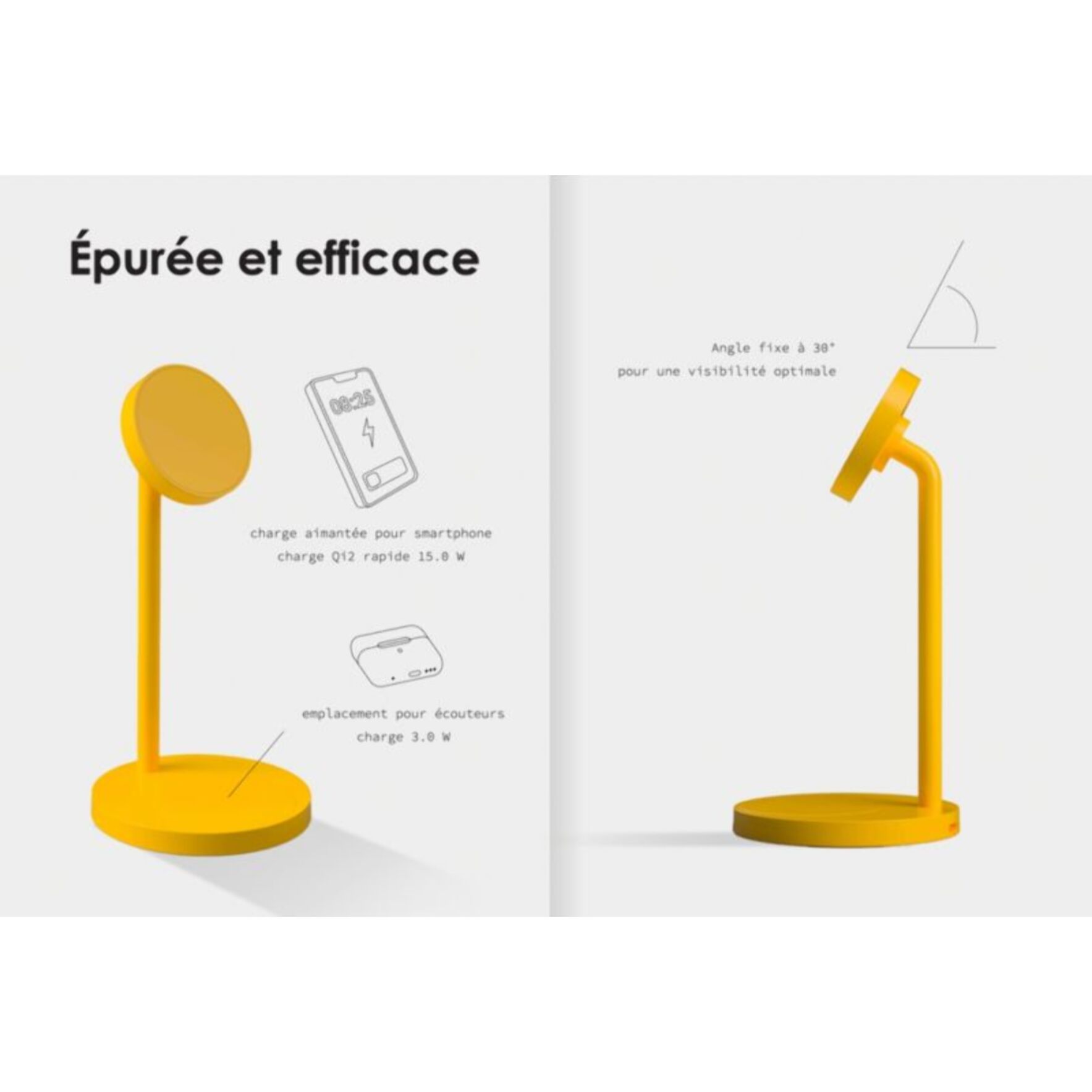 Chargeur CASYX 2 en 1  Charge rapide Qi2 jaune