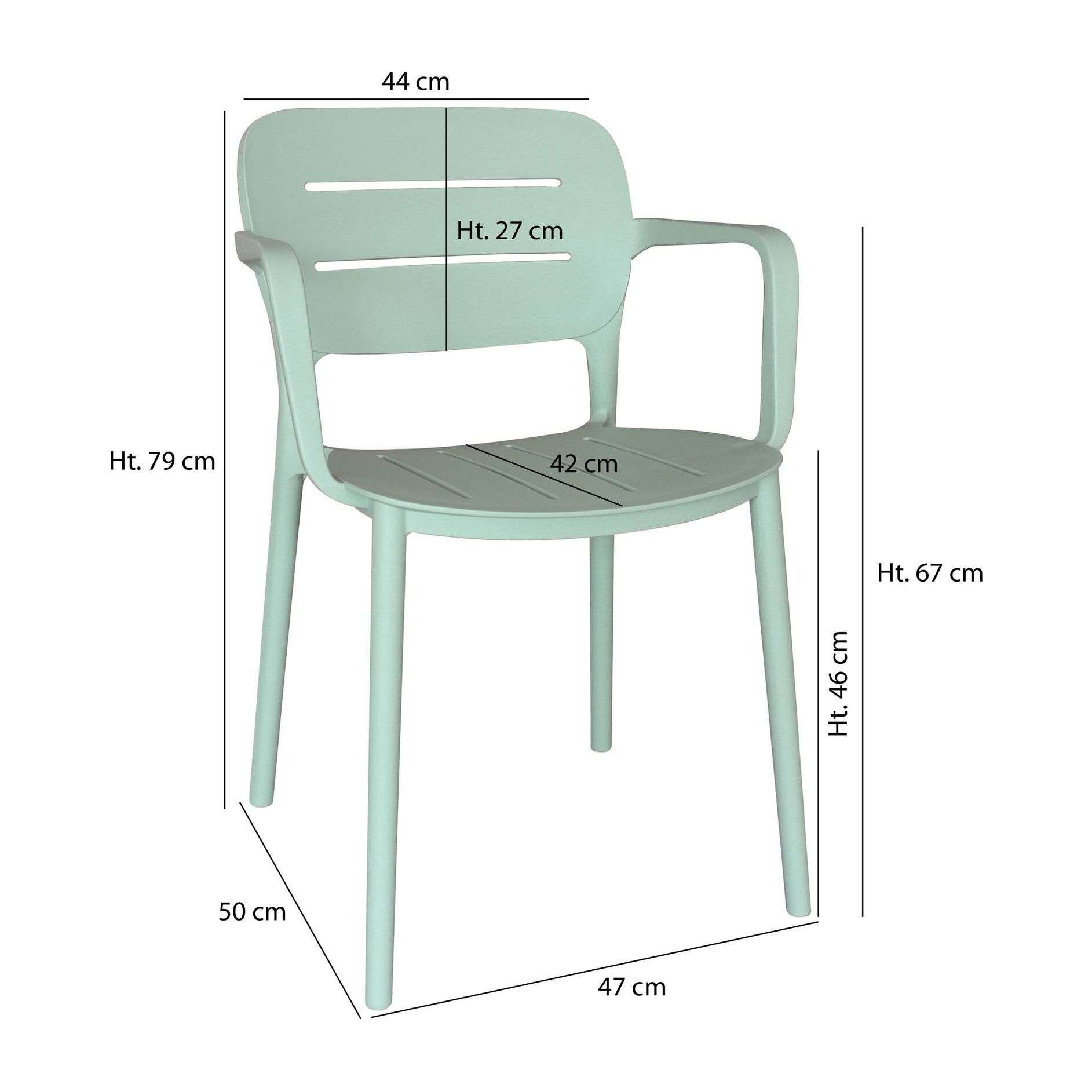 Lot de 4 fauteuils de table vert extérieur en polypropylène SUNSET