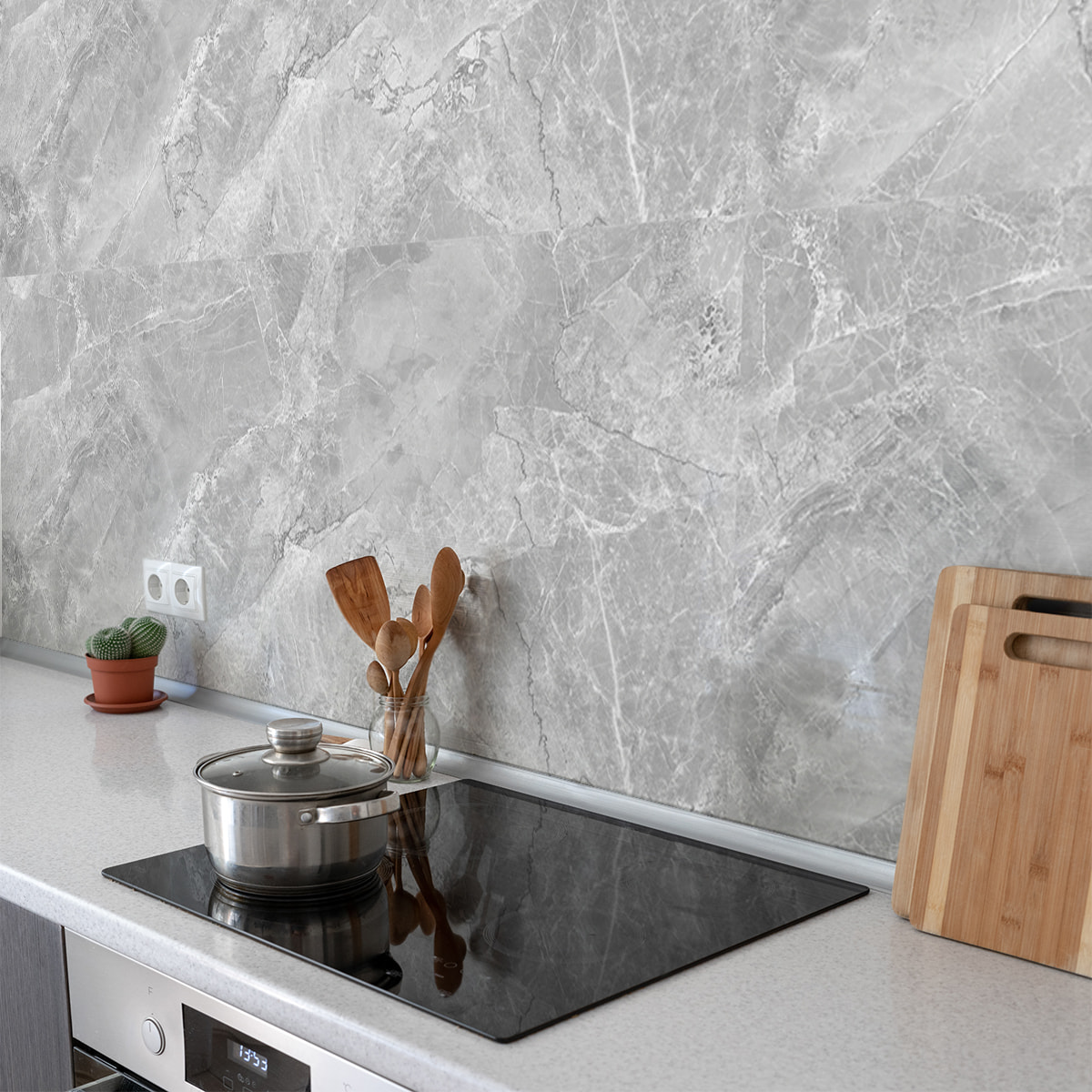 Sticker crédence adhésive - MARBRE GRIS - 60x200cm