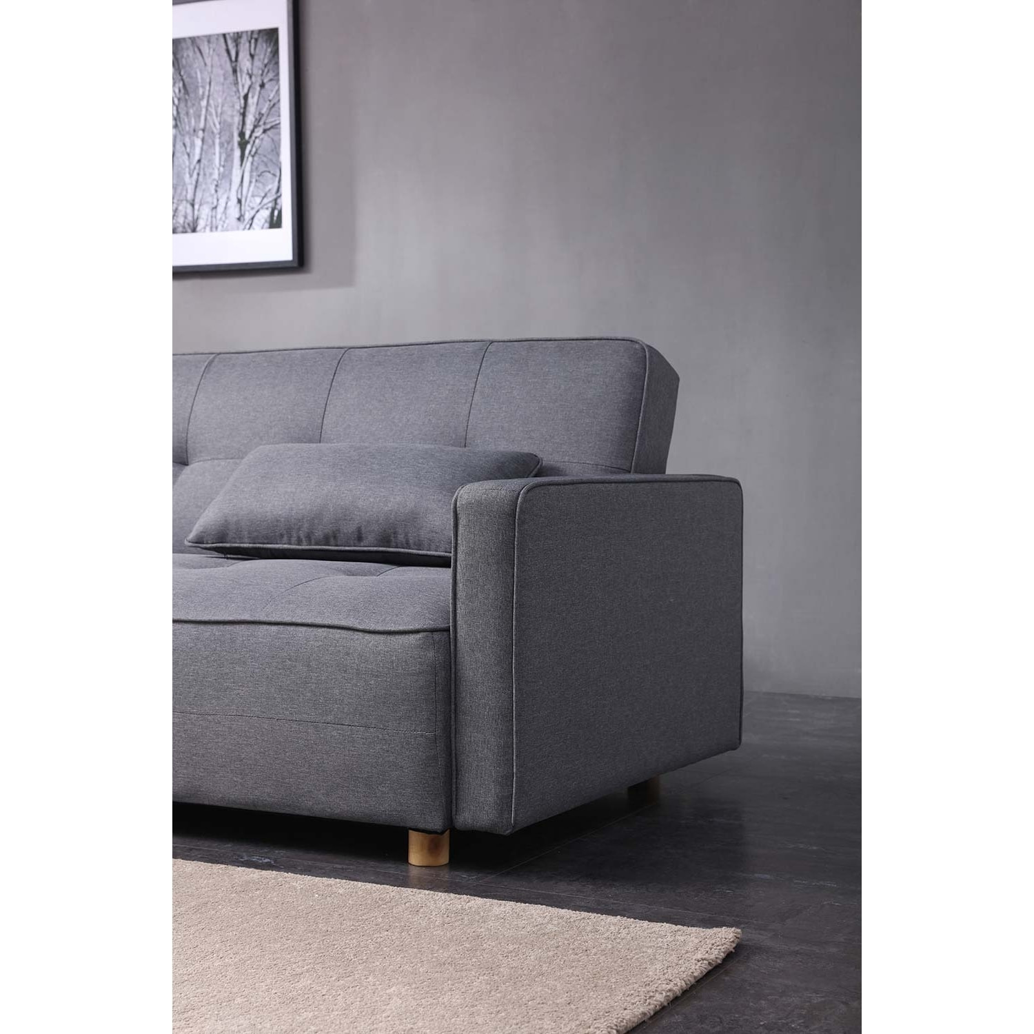 Canapé convertible 3 places en tissu gris VARBERG