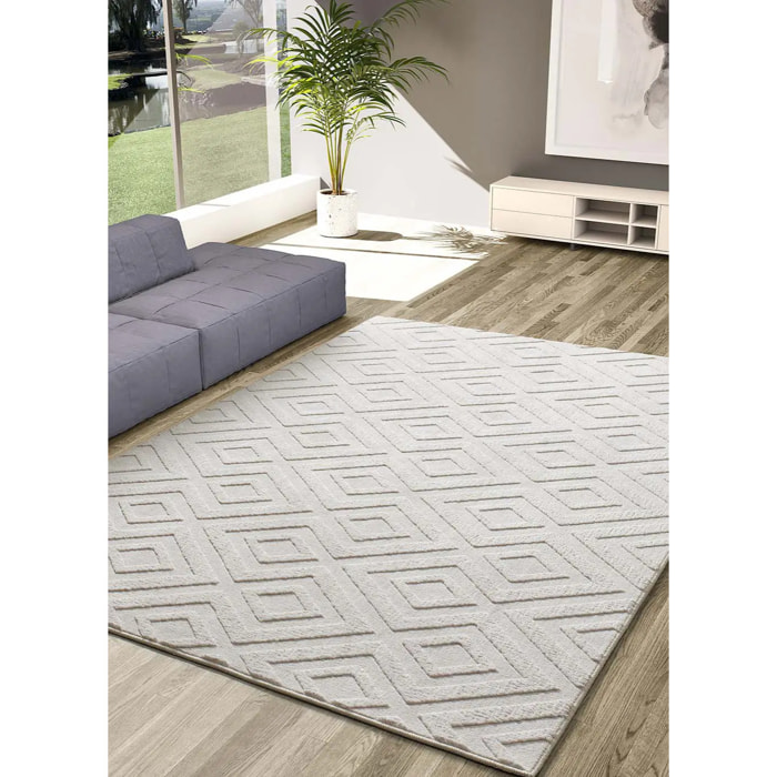 Alfombra lavable con relieve en color blanco Estilo, varias medidas disponibles