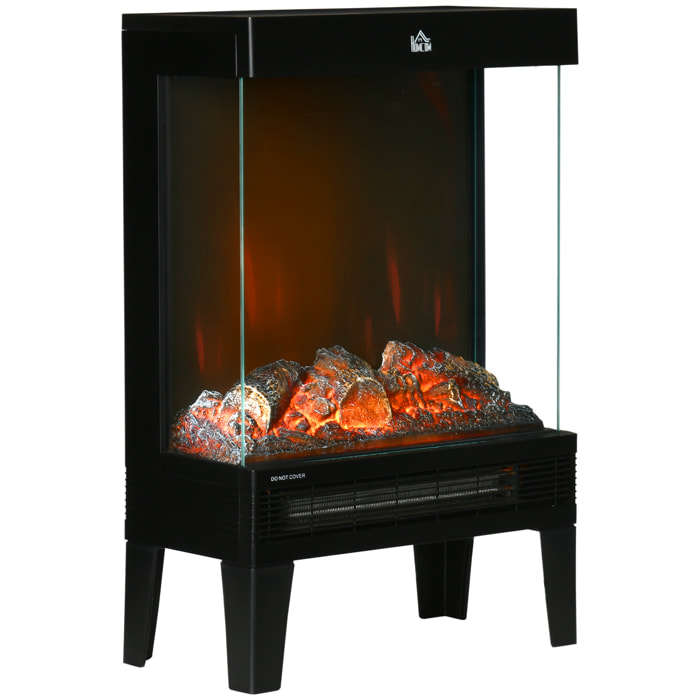 Chimenea Eléctrica 1000W/2000W con Llama LED Ajustable Termostato 40,5x20x62 cm