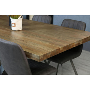 Table pied central bois de chêne et métal 240 cm HUDSON