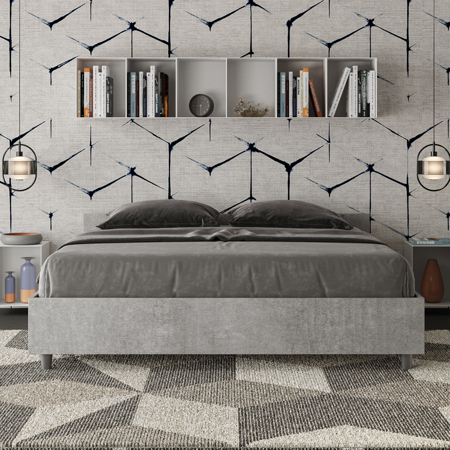 Cama sin somier 160x200 cemento Nuamo