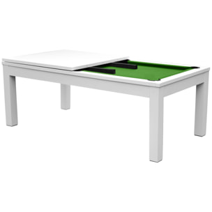 Table de Billard Eddie convertible blanche tapis vert