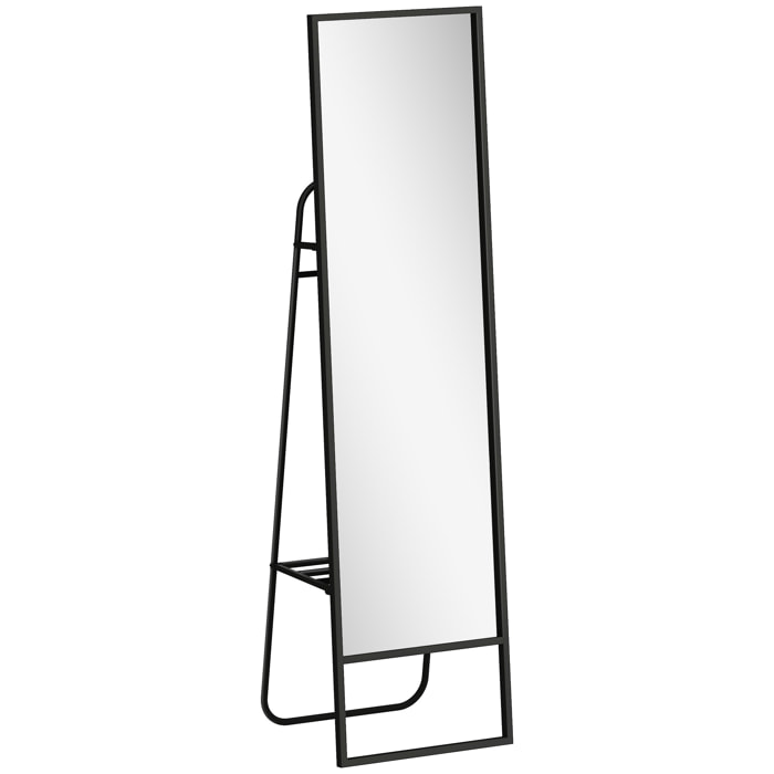 Miroir sur pied avec rangements grande taille dim. 148,5 x 40 cm métal noir