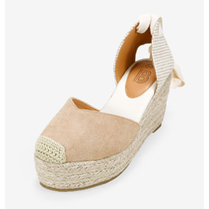 Alpargatas arena con cuña de esparto