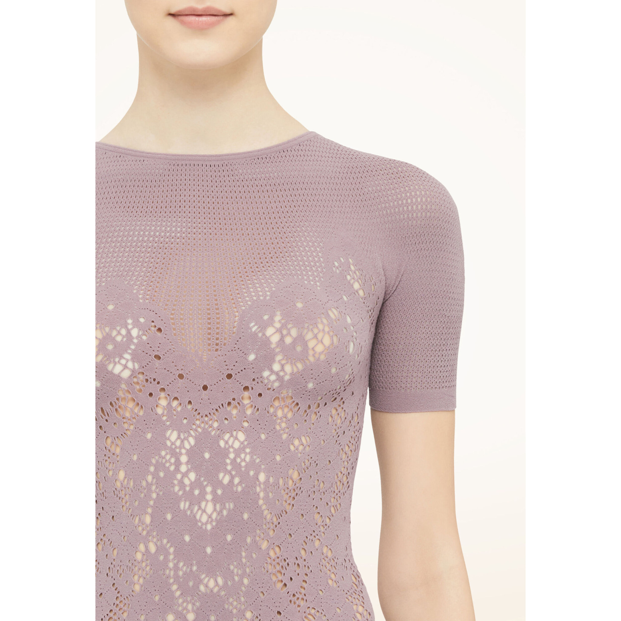 Top a maniche corte Flower Lace Top Short Sleeves