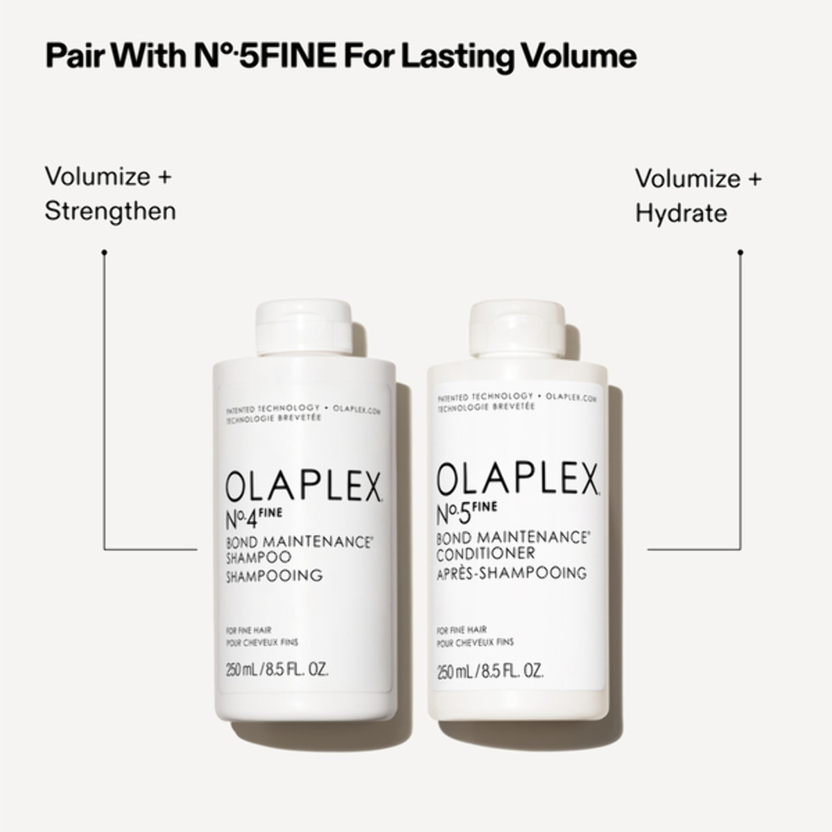 OLAPLEX Kit N°4FINE Shampoo 250ml + N°5FINE Conditioner 250ml + Tangle Teezer Extra Gentle Chamomile