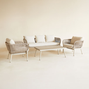 Salon de jardin 5 places en aluminium beige FIGARI