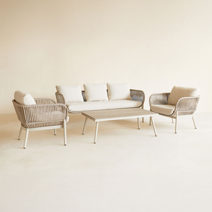 Salon de jardin 5 places en aluminium beige FIGARI