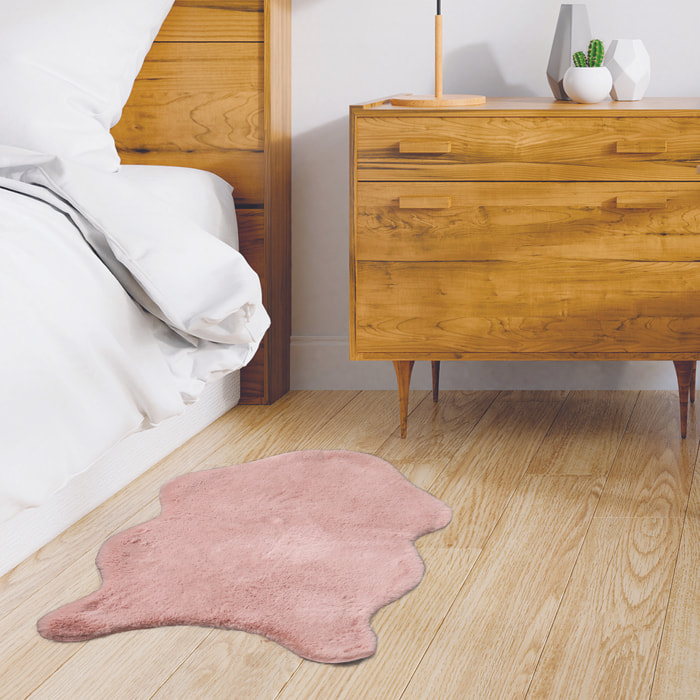 Tapis Imitation Fourrure Poil Fin Rose 60x90cm