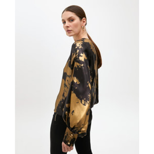 Blusa Stampata con Manica Asimmetrica
