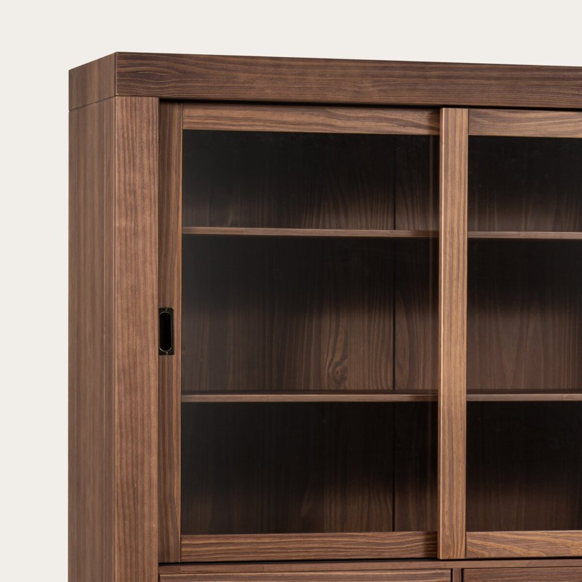 Vitrine Nador -bois massif d'araucaria-couleur kokoa 130 x 190 x 45 cm