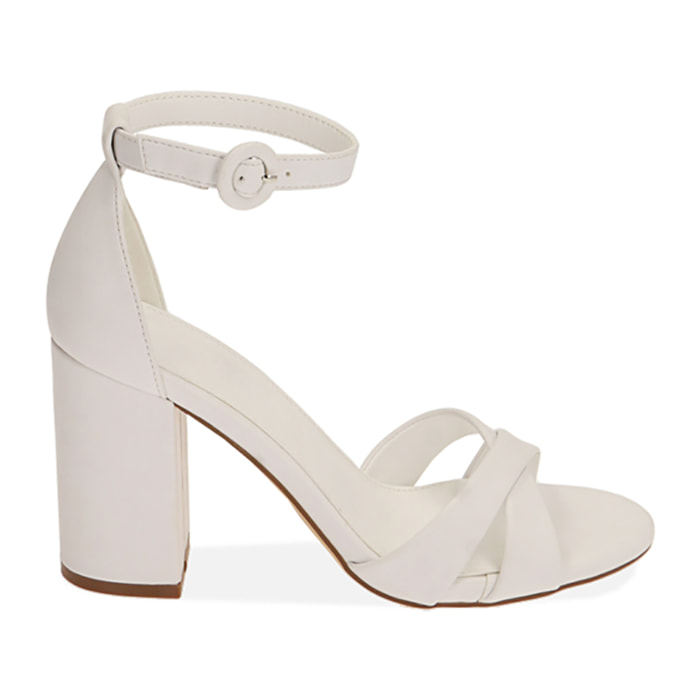 Sandalias blancas, tacón de 9 cm
