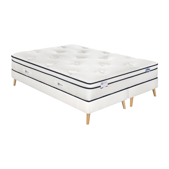 Ensemble L'INEGALE, matelas Hybride , ferme, H27 + 2 sommiers
