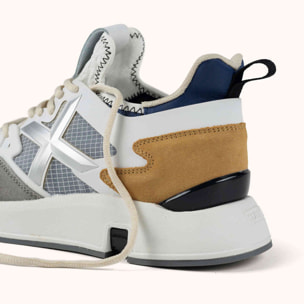 Zapatilla Deportiva Combinada Blanco Azul y Gris MUNICH CLIK 107