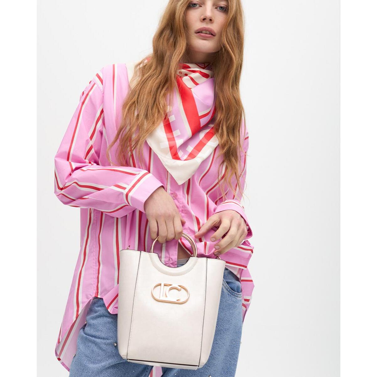 Camicia Oversize in Popeline a Righe