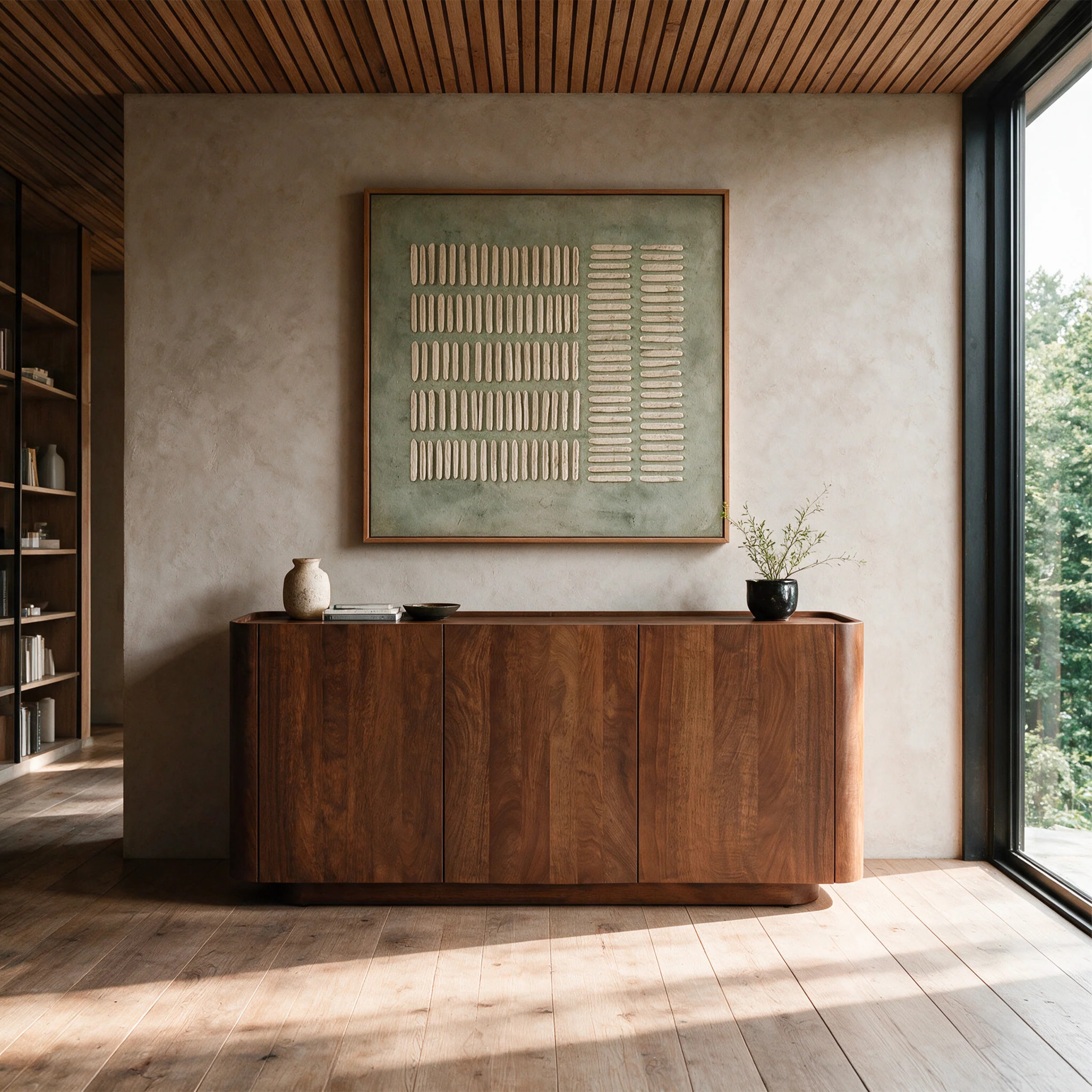 Buffet en bois de manguier finition noyer - Aldo