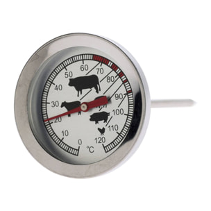 Well home termómetro de carne para barbacoa en acero inoxidable ø5,4x12cm