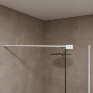 Paroi de Douche | Panneau Fixe | 90 X 195 cm | Profil Blanc Mat | Verre Tempéré de 8 mm d'Épaisseur | Traitement Anti-Calcaire | Alday