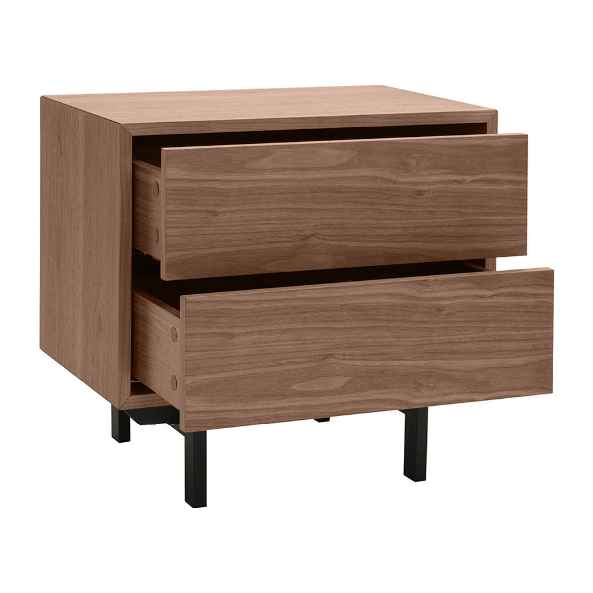 Table de chevet vintage bois foncé noyer et métal MANNY