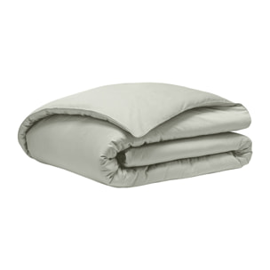 Parure de lit unie en satin de coton bio, taies rectangles, TEOPHILE, Vert tilleul