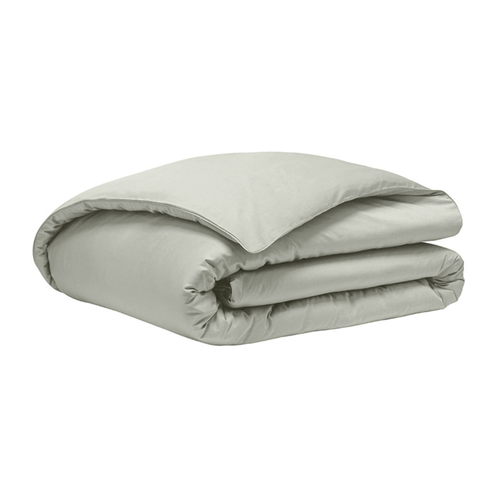 Parure de lit unie en satin de coton bio, taies rectangles, TEOPHILE, Vert tilleul