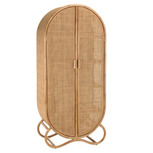 KALLY - Armoire en rotin 2 portes en cannage couleur brun miel