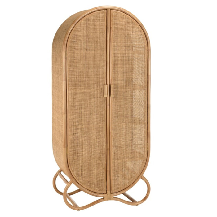 KALLY - Armoire en rotin 2 portes en cannage couleur brun miel