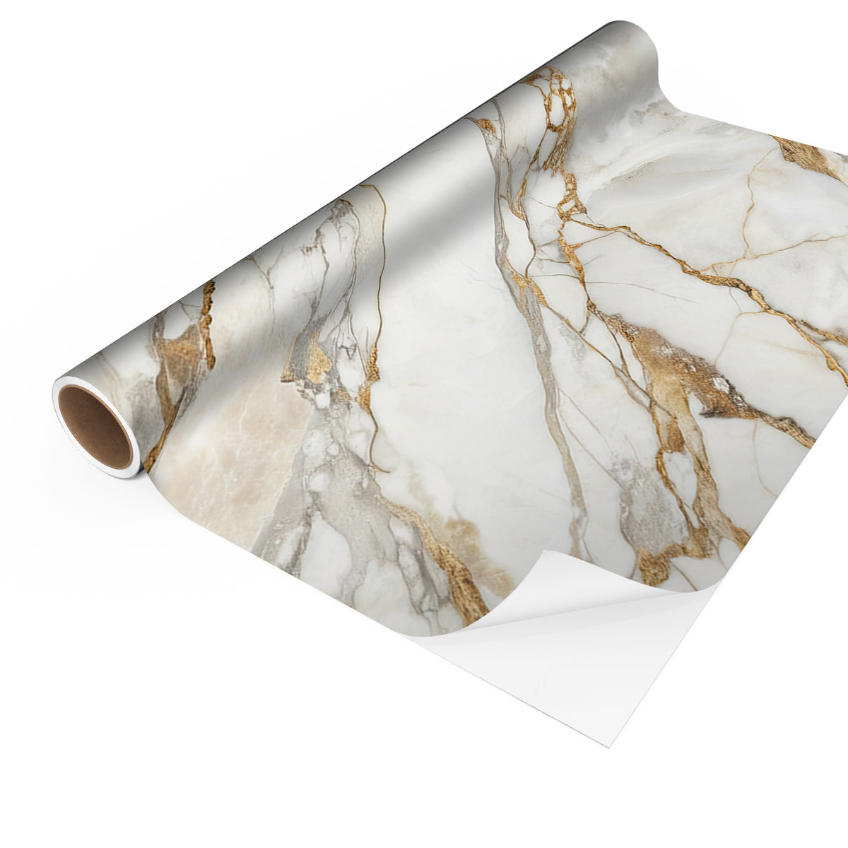 Revêtement sticker sol - MARBRE BLANC CASSÉ BRUN - Rouleau adhésif Protection Anti-dérapant
