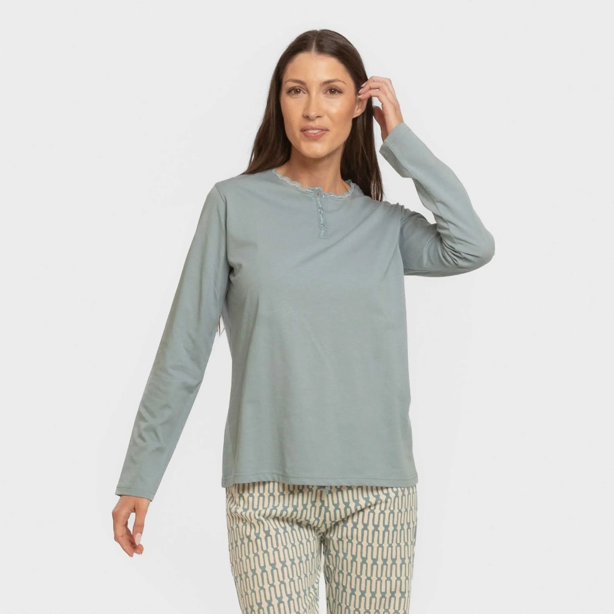 Pigiama lungo da donna eucalyptus