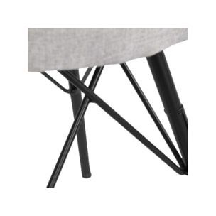 Tabouret H. 45 cm Tissu Capitonné Gris Clair & Métal - AIDA 7483