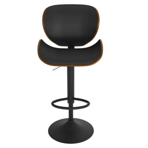 Chaise de bar réglable 63/84 cm en cuir synthétique noir - Baudoin