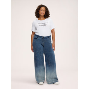 Fiorella Rubino - Jeans Wide Leg con pioggia di strass - Blu