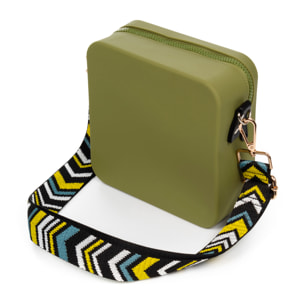 Villimpenta bolso bandolera cuadrado de silicona, con correa de diseño, intercambiable.