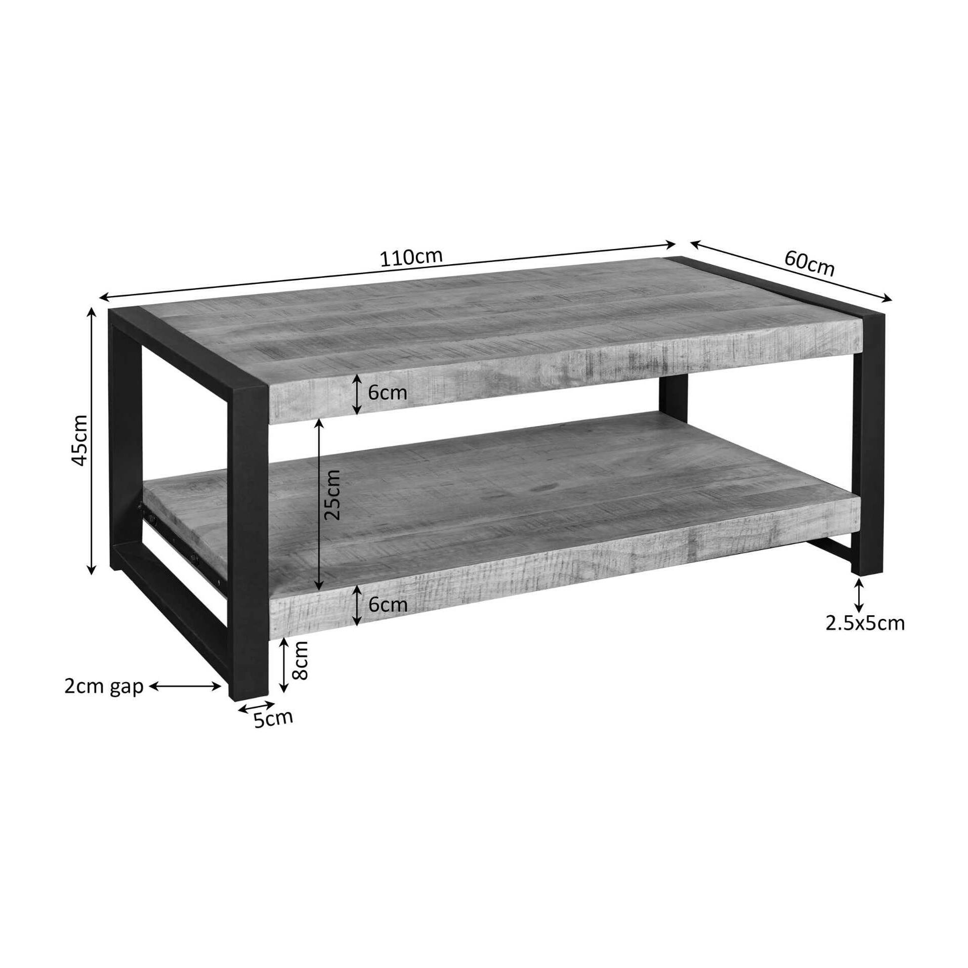 Table basse double plateau bois et métal MILORA