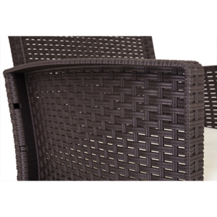 Set salotto da esterno Armin, Salottino outdoor, Set da balcone o giardino, Composizione soggiorno per esterni, Made in Italy, Marrone