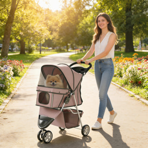 Poussette buggy pour chien chat animaux roue avant pivotante 360 degrés café