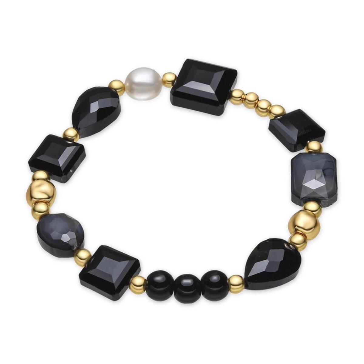 Pulsera con Resina Negra acabado oro 18k