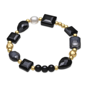 Pulsera con Resina Negra acabado oro 18k